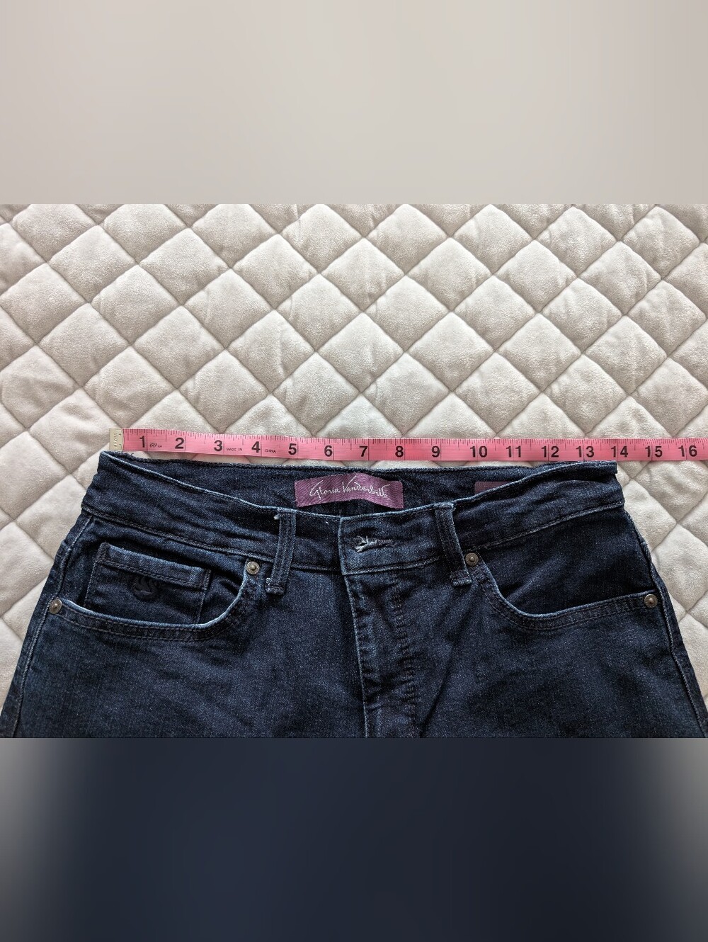Gloria Vanderbilt Amanda Stretch Denim Jeans, Dark Blue, Size Petite 6 - Picture 7 of 12